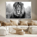 Black and White Lion Canvas Wall Art – Animal Print Artwork
