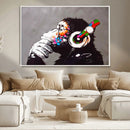 Dj Monkey Listening to Music Wall Art Print | Banksy Monkey by MyGreatCanvas | Canvas Wall Art Prints | Photo Prints & Wall Decor
