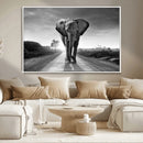Black and White Elephant Wall Art Canvas Print