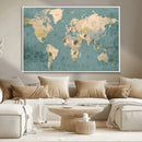 Classic World Map Canvas Print – Framed Vintage Map Wall