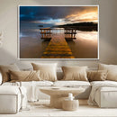 Serene Lake Pier at Sunset Canvas Print | Landscape Canvas