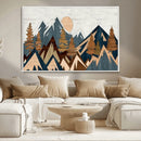 Abstract Wood Panel Effect Mountain Range Top Wall Art