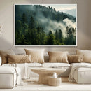 Misty Forest Wall Art Premium Canvas Print a Foggy and