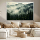 Captivating Misty Forest Wall Art Premium Canvas Print a
