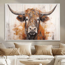 Vintage Scottish Highland Cow Cattle Art, Scottish Highland