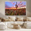 Arizona Desert Wall Art Canvas Print - Framed Deser Sunset