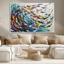 Modern Abstract Fish Shoal Wall Art Canvas Print, Colorful by MyGreatCanvas | Canvas Wall Art Prints | Photo Prints & Wall Decor