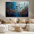 Modern Abstract Fish Shoal Wall Art Canvas Print, Colorful