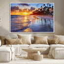 Serene Beach Sunset Wall Art Canvas- Coastal Seascape Print