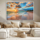 Serene Beach Sunset Wall Art | Coastal Ocean Canvas Print |