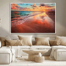 Sunset Beach Wall Art | Ocean Canvas Print | Coastal Wall
