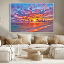 Vibrant Sunset Beach Wall Art - Ocean Sunset Canvas Print |