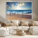Serene Ocean Sunset Canvas Wall Art - Beach Waves at Sunset,