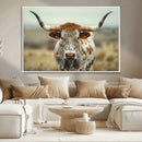Texas Cow Longhorn Wall Art Canvas Print for Farm House Wall