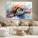 Watercolor Sea Turtle Wall Art Canvas Print - Vibrant Ocean