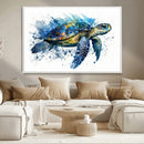 Turtle Wall Art Canvas Print, Framed Watercolor Turtle Art