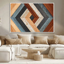 Geometric Wood Art Wall Decor Canvas Print, Rustic Wooden