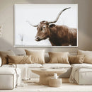 Rustic Bull Wall Art Canvas Print – Modern Longhorn