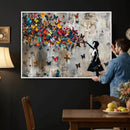 Banksy Wall Art - Banksy Girl and Butterfly Explosion Wall