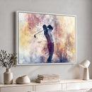 Abstract Watercolor Golf Player Wall Art Canvas Print