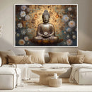 Golden Buddha Wall Art Canvas Print | Zen Meditation Floral
