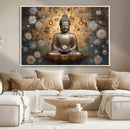 Golden Buddha Wall Art Canvas Print | Zen Meditation Floral