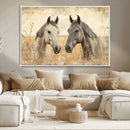 Chines Ink Style Grunge Horses Wall Art Canvas Print