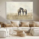 Chines Style Grunge Horses Wall Art Canvas Print