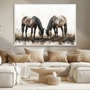 Chines Ink Style Horses Wall Art Canvas Print
