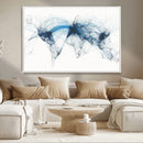 Flight Route Map Wall Art Canvas Print, Abstract Air Traffic