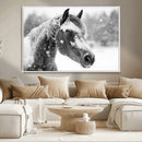 Black Horse Winter Wall Art | Ready to Hang and Framed |