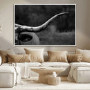 Cow Longhorn Wall Art | Black and White Print | Ready to by MyGreatCanvas | Canvas Wall Art Prints | Photo Prints & Wall Decor