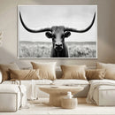 Longhorn Bull Canvas Print | Rustic Farmhouse Wall Art |