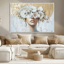 Golden Petal Wall Art - Canvas Print Flower Head Woman
