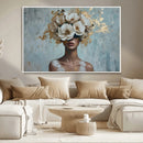 Golden Petal Wall Art - Petal Silhouette Woman Wall Art by MyGreatCanvas | Canvas Wall Art Prints | Photo Prints & Wall Decor