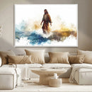 Watercolor Jesus Walking Wall Art Print, Jesus Water Canvas