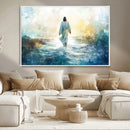 Watercolor Jesus Walking on Water Canvas Print, Christian