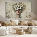 Abstract Floral Women Patel Wall Art Canvas Print