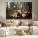 Jesus Running After a Lost Lamb Canvas Wall Art Print