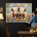 Cute Highland Cow Canvas Wall Art - Rustic Farmhouse Decor