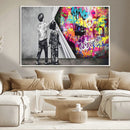 Banksy Print - Street Art Canvas Wall Art - Kids Revealing