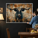 Longhorn Wall Art – Rustic Western Bull Canvas Print, Modern