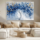 Blue and Gold Abstract Tree Wall Art Canvas Print | Modern