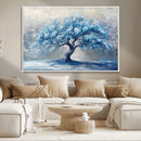Abstract Blue Tree Art Canvas Print, Majestic Tree Wall Art