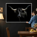 Texas Black Longhorn Bull Wall Art Canvas Print - Western by MyGreatCanvas | Canvas Wall Art Prints | Photo Prints & Wall Decor