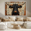 Rustic Texas Artwork Wall Art Canvas Print - Abstract Cow