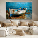 Vintage Boat on Tranquil Waters | Coastal Wall Art for