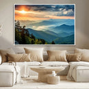 Sunrise Over Mountain Range Wall Art Canvas Print, Farmhouse