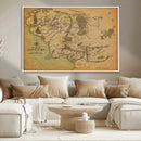Middle Earth Map Canvas Wall Art – Vintage Fantasy Map