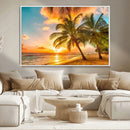 Tropical Sunset Beach Canvas Wall Art Print – Vibrant Palm by MyGreatCanvas | Canvas Wall Art Prints | Photo Prints & Wall Decor